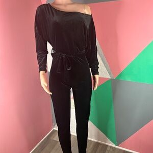 Black velvet jumpsuit
